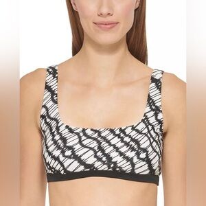 DKNY Women's Printed Square Neck Bikini Top Swimsuit Black